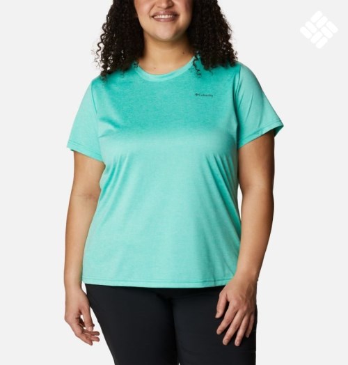 Columbia Hike Kort Sleeve Crew T-skjorte Dame Turkis | Plus Size 32894R